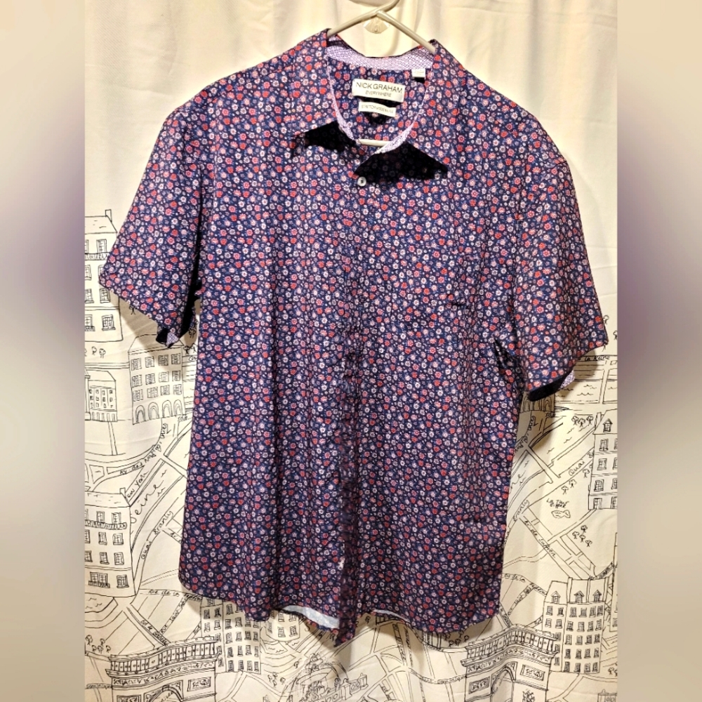 EUC Nick Graham Everywhere Stretch Modern Fit Floral Shirt Size XL